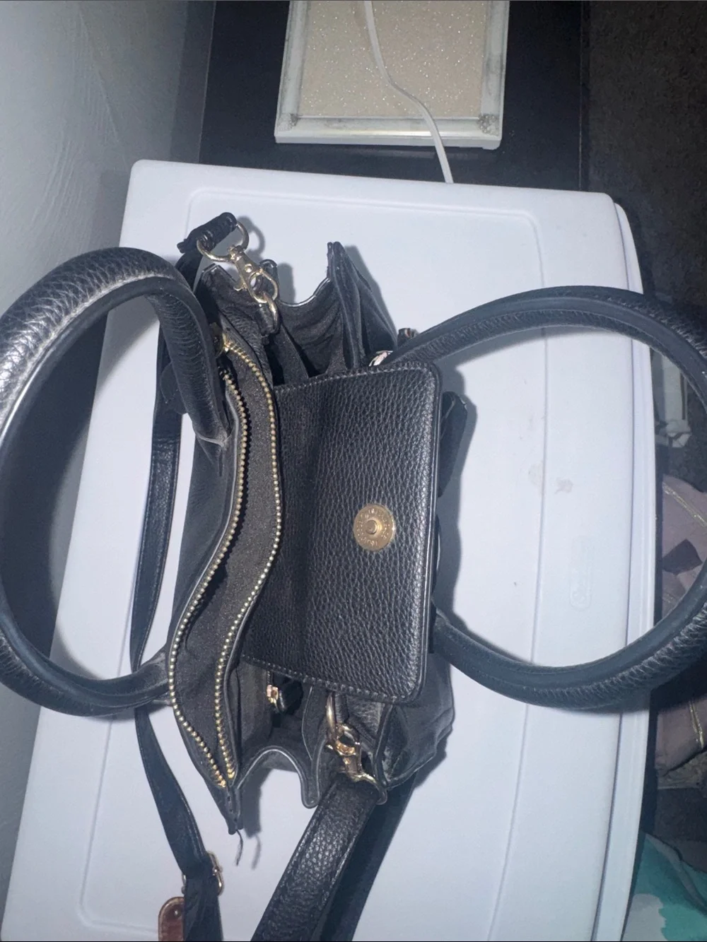 Aldo Black Satchel with Decorative Scarf Accent